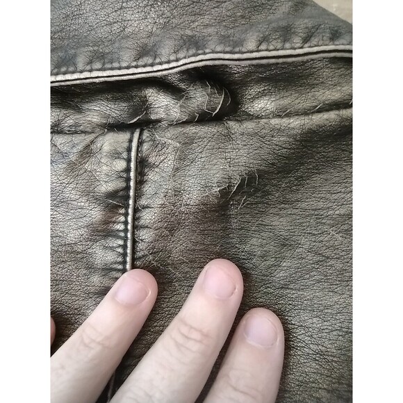 Outerwear by Lisa Jacket Gold Metallic W Black Distressed Finish Vegan Leather - Picture 14 of 14